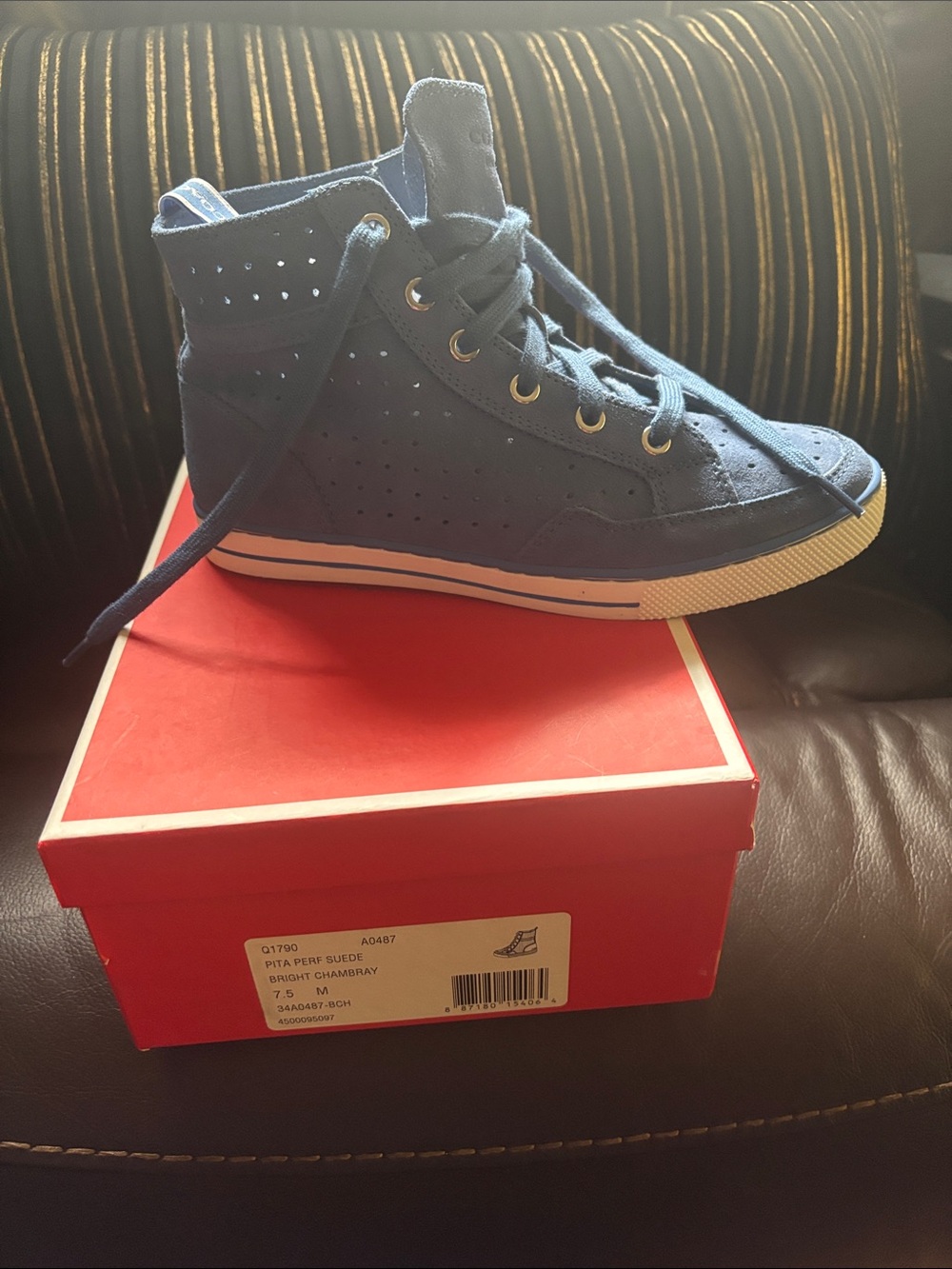 Coach Blue High-Top Suede Sneakers